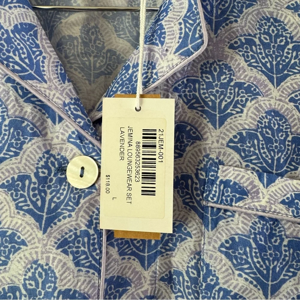 Roller Rabbit Light Blue Lavender Jemina Liza Pajama Set Size Large NWT Preppy - Picture 6 of 9